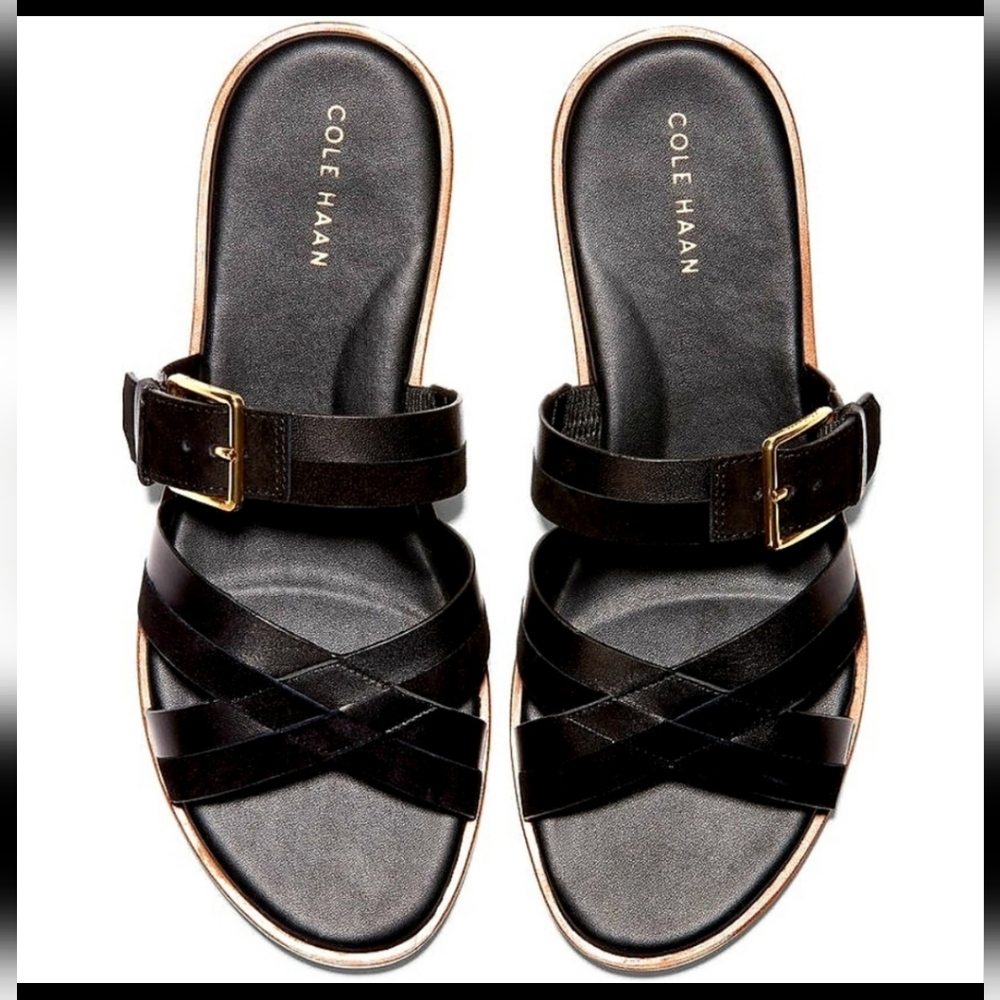 Cole Haan black slip on Sandals